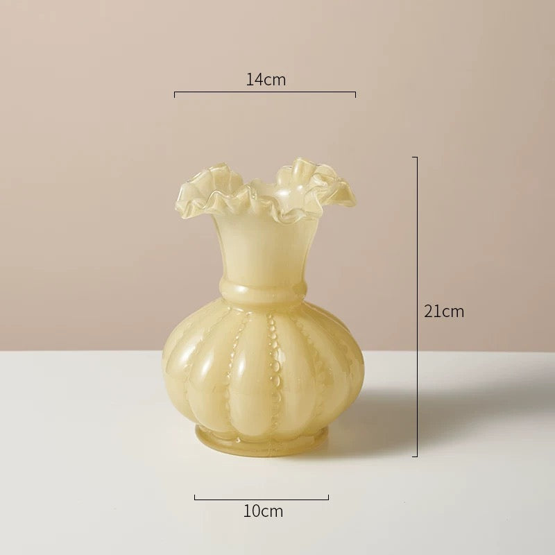 Pleated Pink Glass Vase