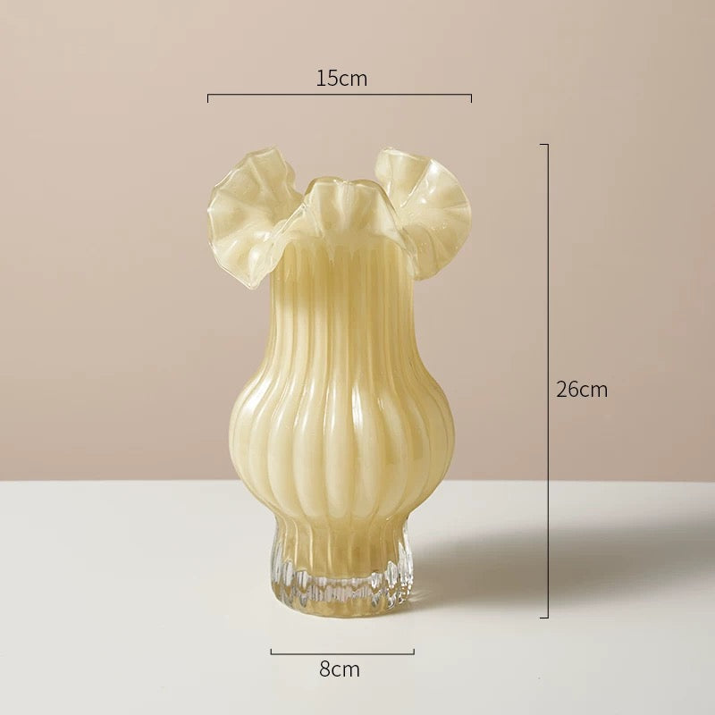 Pleated Pink Glass Vase